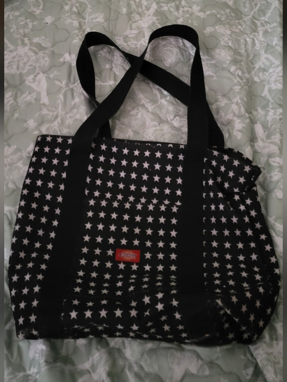 Dickies Black Tote Bag with White Star Print